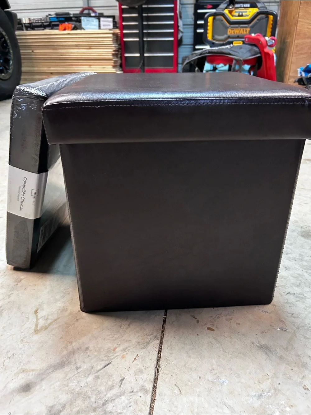 Mainstays Brown Collapsible Ottoman